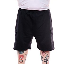 Big Size Cargo Fleece Shorts with Zip Pockets Elasticated Waist 2XL-8XL (Navy Fleece Cargo, 8XL)
