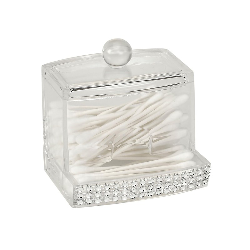 Laura Ashley Q-tip Box in Pave Diamond Design, Super Clear