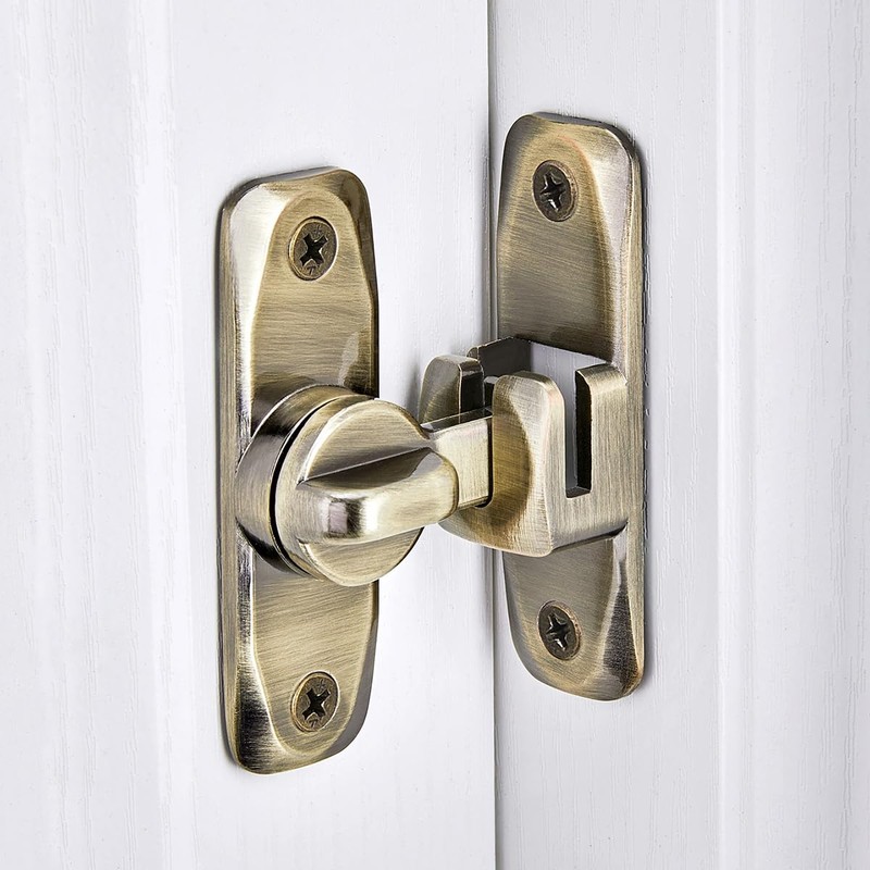 INIRET Barn Door Latches,Bronze 90/180 Degree Gate Lock,Zinc Alloy Right