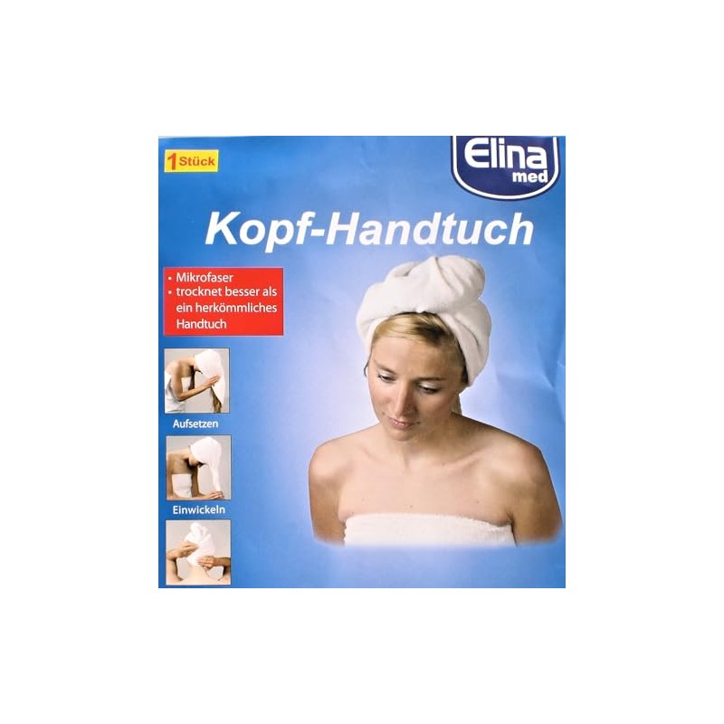 Microfaser Kopf Handtuch 22x58x7cm 41167 elinamed Mütze