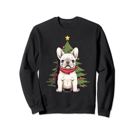 Christmas Tree, ornaments and Cute Frenchie Santa Christmas Sweatshirt