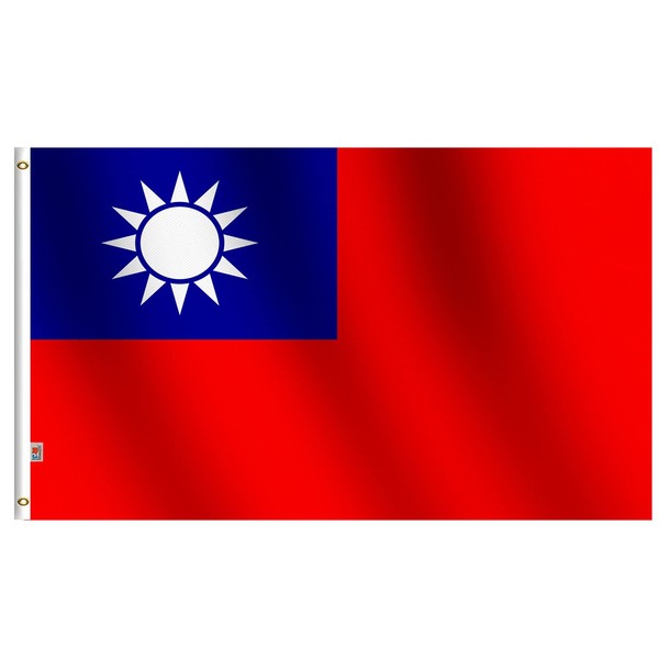 Taiwan Flag Polyester 3 Ftx 5Ft,Canvas Header and Double Stitched