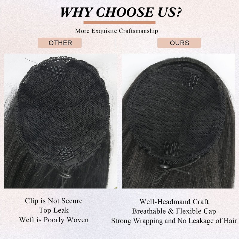 LEOSA Ponytail Extension 14 inch Drawstring Ponytails for Black Women