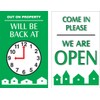 Accuform MPCM503 Dura-Plastic Double-Sided "Be Back" Clock Sign, Legend "OUT