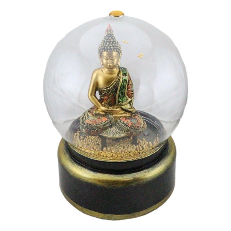 Eastern Enlightenment Buddha Meditating Air Powered LED Light Golden Water