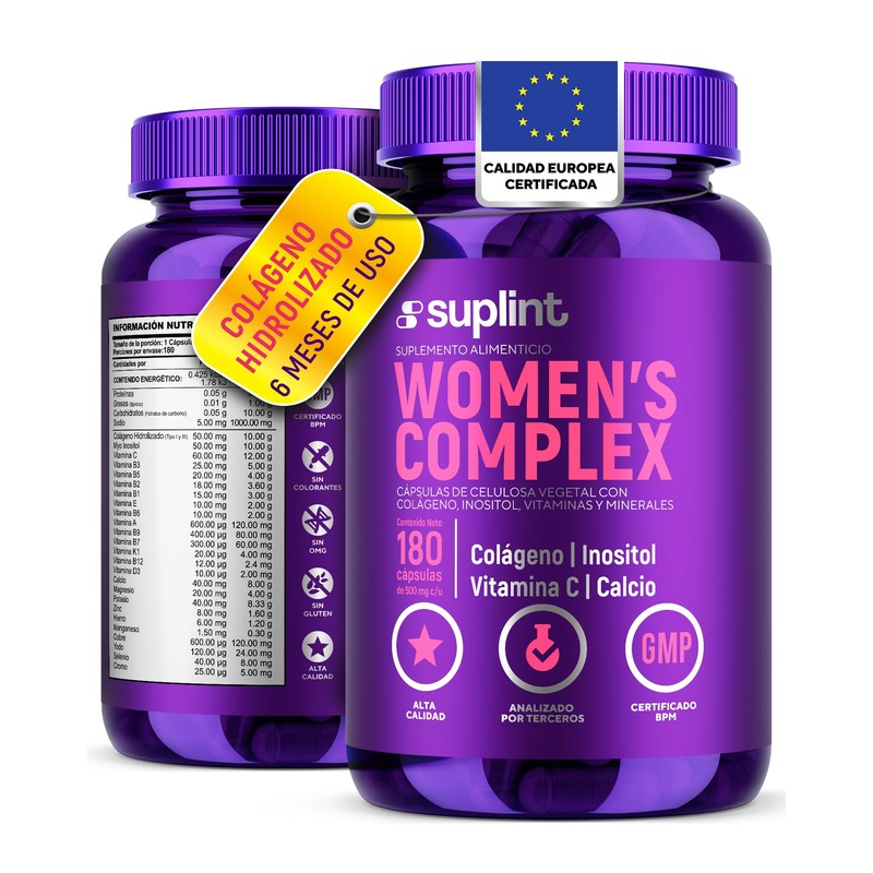 Vitaminas para Mujer con Colágeno Hidrolizado, Inositol, Biotina, Ácido Fólico