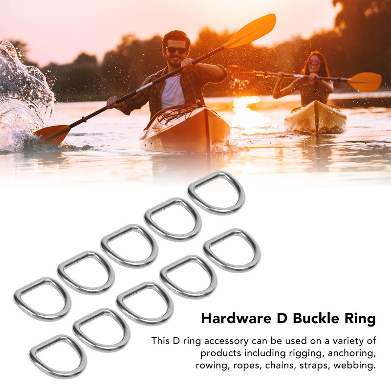 10 PCS 316 Stainless Steel D Ring Seamless Welded Hardware