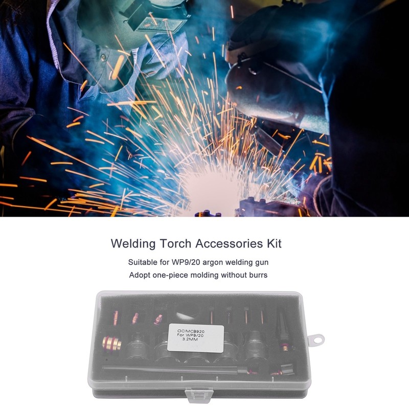 Welding Torch Accessories Kit Glass Cup Nozzle Brass Consumables for