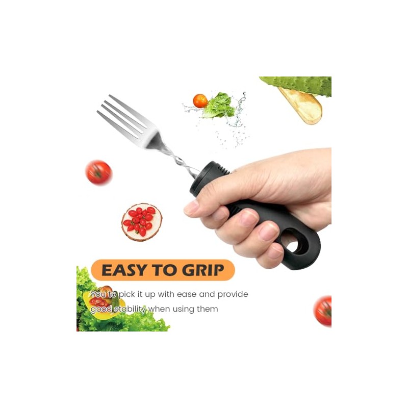 Parkinson Cutlery with Thick Handle, Cutlery for Parkinson Seniors Disabled,