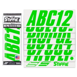 STIFFIE Shift Electric Green 3" Boat & PWC Registration Decals • Numbers Letters Stickers