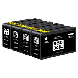 Yowell 950 XL Black Cartridges Compatible Printer Cartridges for HP 950XL for HP Officejet Pro 8600 Cartridges 8610 8620 8100 8615 8100 8625 8630 8640 8660 276dw 251dw Printers (4 Black)