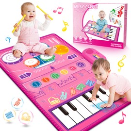 WEARXI Baby Toy from 1 Year Music Mat & Drum 2 in 1, Children's Toy from 1 Year, Gift 1 Year Boy Girl, Birthday Girl Boy from 2 3 Years, Christmas Gifts for Girls