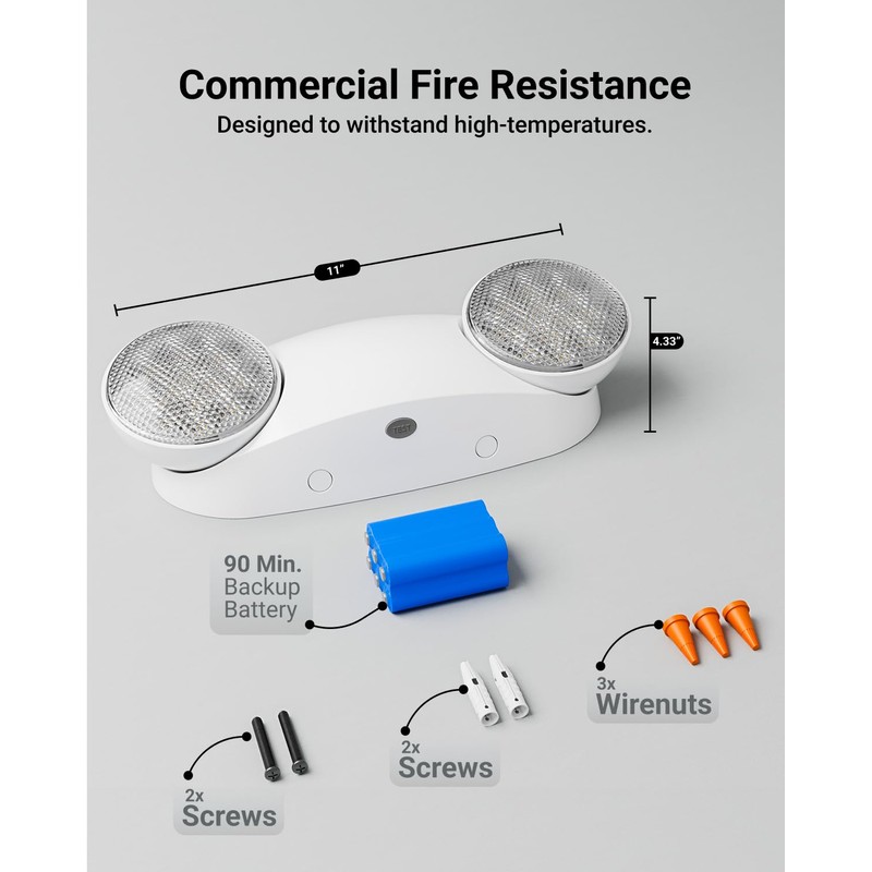 Sunco 6 Pack Emergency Light Outdoor LED, Backup Battery, Two