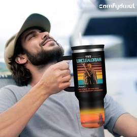 Cool Uncle Tumbler with Handle Cool Gifts for Uncles Best Uncle in the Galaxy 40oz Insulated Coffee Tumbler with Straw and Lid Christmas Father's Day Present for Uncles