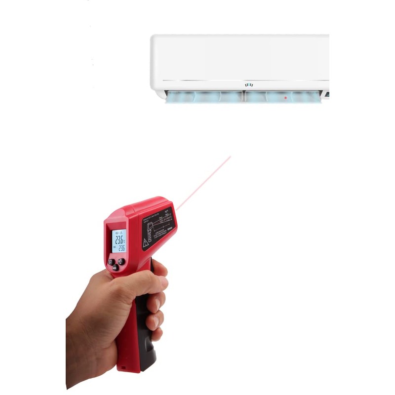 IR Thermometer Infrared Pyrometer Laser LCD 12:1 Temperature up to