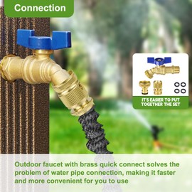 TMOK 1/2" Male NPT Inlet * 3/4" GHT Brass Outdoor Water Faucet & 3/4" GHT Brass Quick Connectors, 4 Garden Hose Rubber Washers &Teflon Tape, Durable, Convenient, Leak Proof, Frost Resistant