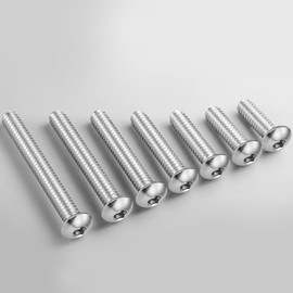 BNUOK 3/8-16 x 1-3/4 Inch Button Head Socket Cap Bolts Screws,304 Stainless Steel 18-8,Fully Threaded,Bright Finish,with Hex Spanner(20Pcs)