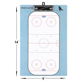 HIGHRAZON Dry Erase Hockey Coaches Clipboard, Hockey Lineup Board, Double-Sided Coaching Board with Marker