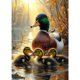 MXJSUA DIY 5D Diamond Painting Kits for Adults, Ducks Diamond Art Painting Full Drill Crystal Rhinestone Embroidery Craft Kits for Home Wall Decor Gifts, 30x40cm