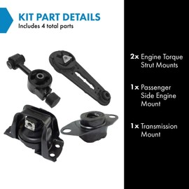 TRQ 4 Piece Engine & Transmission Motor Mount Kit Compatible with Nissan Versa Cube 1.8L
