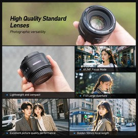 YONGNUO YN50MM F1.8C Lens for Canon EF Mount, 50mm F1.8C Large Aperture Lens, AF/MF Standard Prime Lens for Canon,58mm Filter,0.45m Focus Distance (YN50MM F1.8C)