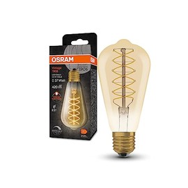 OSRAM Vintage 1906 LED Lamp with Gold Tint 4.8W 420lm Edison Shape 95mm Diameter & E27 Base Warm White Light Colour Spiral Filament Dimmable Up to 15,000 Hours Life