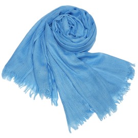 Women Summer Scarfs Cotton Lightweight Large Long Gauze Shawl Beach Wrap Plain 75”×43”,Sky Blue