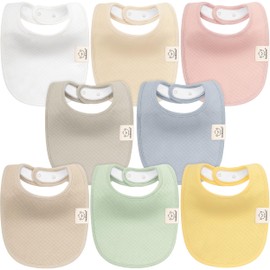 8-Pack Organic Baby Bibs for Baby Girls, Baby Boys - Cotton Cloth Baby Boy Bibs, Baby Girl Bibs for Drooling and Teething, Absorbent Drool Bibs for Spit Ups, Toddler Bib,Newborn Infant Bibs (Dawn)