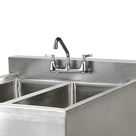 CWM Wall Mount Kitchen Faucet 8" Center Commercial Faucets with 8 Inch Swivel Spout