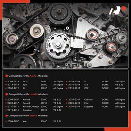 A-Premium Timing Belt Kit and Water Pump Compatible with Honda Accord 2003-2017, Pilot, Odyssey, Ridgeline & Acura MDX, RDX, RL, TL, TSX, ZDX & Saturn Vue - SOHC V6 3.0L 3.2L 3.5L 3.7L