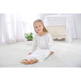 Verve Jelly Girls Nightgowns Princess Sleepwear Cute Cotton Sleep Shirts for 10-12 Years White