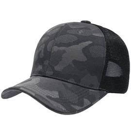 Initlove Men Baseball Cap Camouflage Jacquard Outdoor Hat for Women Dark Grey Mesh