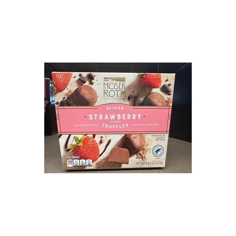 Moser Roth Belgian Strawberry Flavored Truffles, 8.81 oz (1 Box)