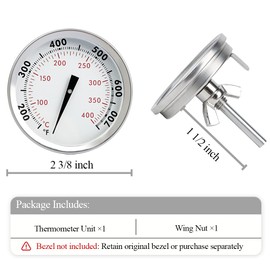 Dallden 2-3/8" Grill Thermometer Replacement for Weber Genesis 300/Summit/Genesis II Series, High Accuracy Stainless Steel Temperature Gauge, 150°F-700°F Range, Waterproof & Fog-Resistant