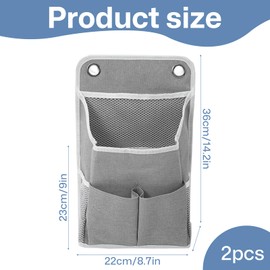 2PCS Wall Hanging Storage Bag, Grey Foldable Hanging Organiser 30x22x10cm