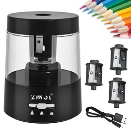 Zmol Electric Pencil Sharpener for Colored Pencils, Auto Stop,Electric Pencil Sharpener Plug in for 6-8mm No.2/Office/Home-Black (Blue)