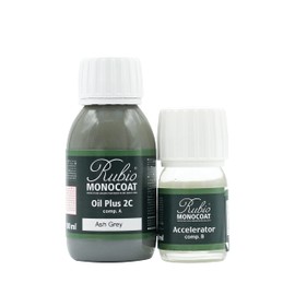 Rubio Monocoat Wood Stain & Finish 65 ft² - Ash Grey | Oil Plus 2C | Quick-Dry, Eco-Friendly Linseed Wood Oil for Indoor Use, Includes Accelerator (Part B) | Protector | 130 ml