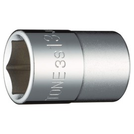 TONE Socket (6 Angle) 3S-13 Drive Angle 0.3 inch (9.5 mm) (3/8 mm), Double Side Width 0.5 inches (13 mm)