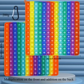 Multiplication table doll double-sided front side multiplication 12x12 back side addition 12+12 push bubbles to make popping sounds rainbow stress toys suitable for relieving anxiety children's educat