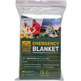 Atlas Adventure Equipment Emergency Survival Blanket, Mylar Thermal Blanket, Gigantic Space Blanket 82" x 63" (2)