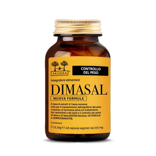 Dimasal Nuova Formula Salugea - Weight Control Supplement Shape, Nerve Hunger and Metabolism - NO SEALEGE AND CAFFEINE. 60 Capsules in Dark Glass Bottles - 100% Natural