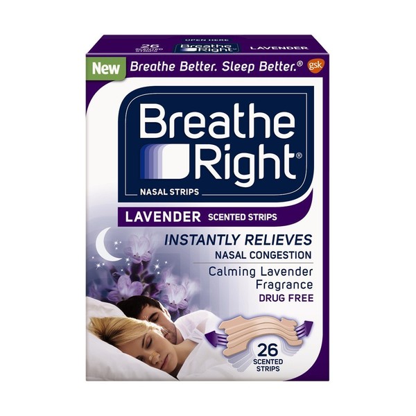 Breathe Right Strips Nasal Strips, Lavender, 26 Count (Pack of 3)