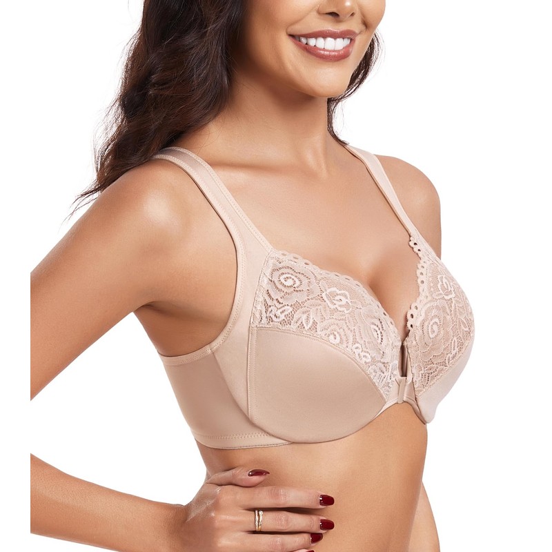 HACI Front Closure Bra for Women Unpadded Underwire Full Coverage