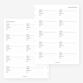 Classic Happy Planner Password Tracker Planner Insert Agenda Refill for 9-Discs Discbound Notebook 7 x 9.25