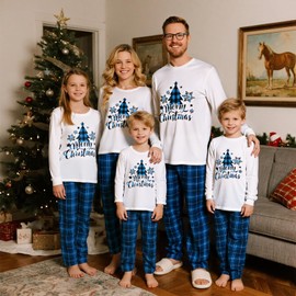 Lenugeo Matching Christmas Pajamas for Family Cute Printed Xmas Pajamas Set Holiday Family Sleepwear Sets for Womens Mens Couples,02,Pet M