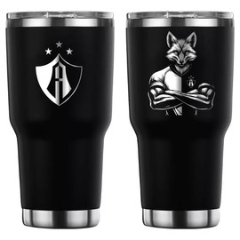 Termo Atlas 30 Oz con Mascota grabada | Vaso Térmico Deportivo Acero Inoxidable | Diseño de los Zorros | Regalo para Aficionados Rojinegros