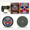 2 Year AA Sobriety Coin – Colorful Skull Recovery Token