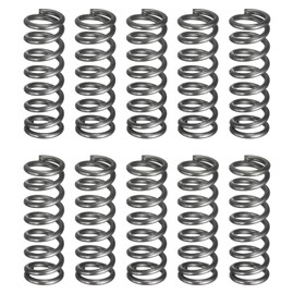 sourcing map 20Pcs Compression Spring, 7mm OD, 1mm Wire Size, 20mm Free Length, Spring Steel Construction Extended Mechanical Compression Springs for Shop and Home Repairs, Silver Tone