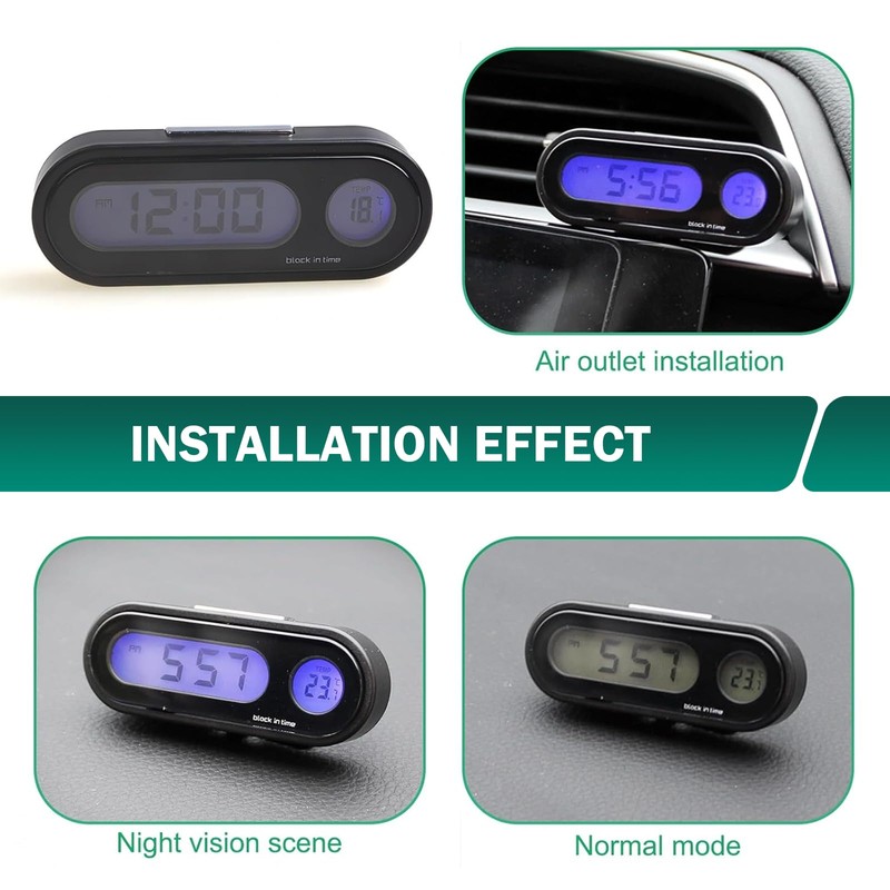 CyperFair Car Clock, 2 in 1 Night-Lighting LED Screen with