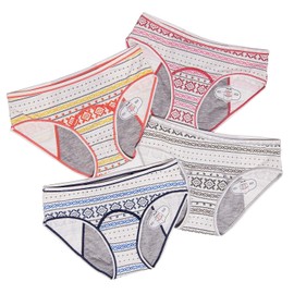 Anna & Eric 4 Pack Teen Girls Protective Panties Leak Proof Underwear Heavy Flow Women Postpartum Briefs (GE+ROBG, S(100-120lbs))